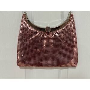Vintage PINK Metal Mesh Crossbody Purse